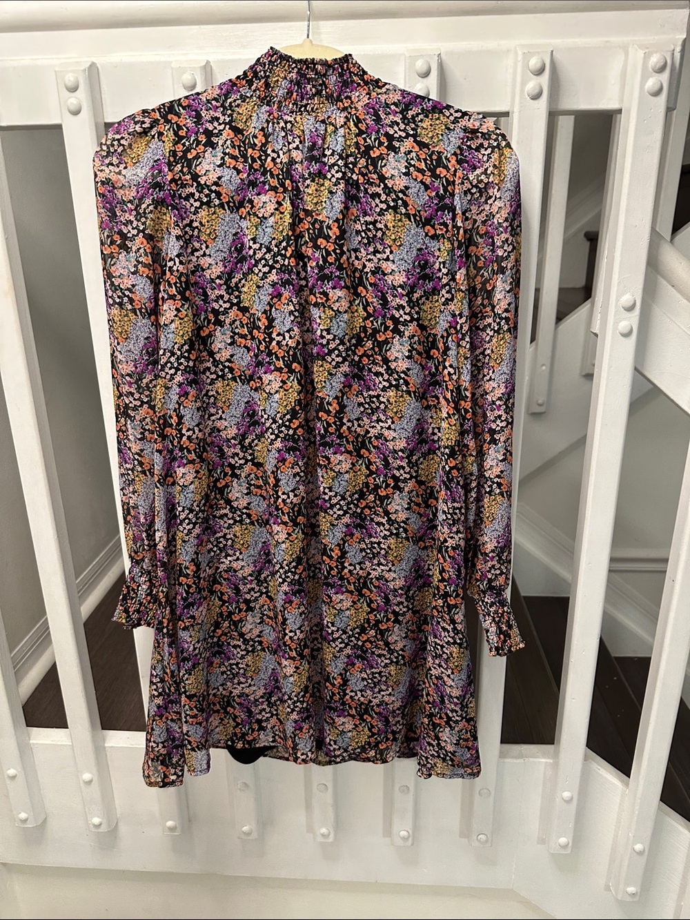 Mossimo Supply Co. Black Floral Midi Dress with Purple and Orange Details